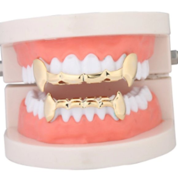18k Gold Plated Hiphop Teeth Grills (Top & Bottom) - Picture 1 of 1